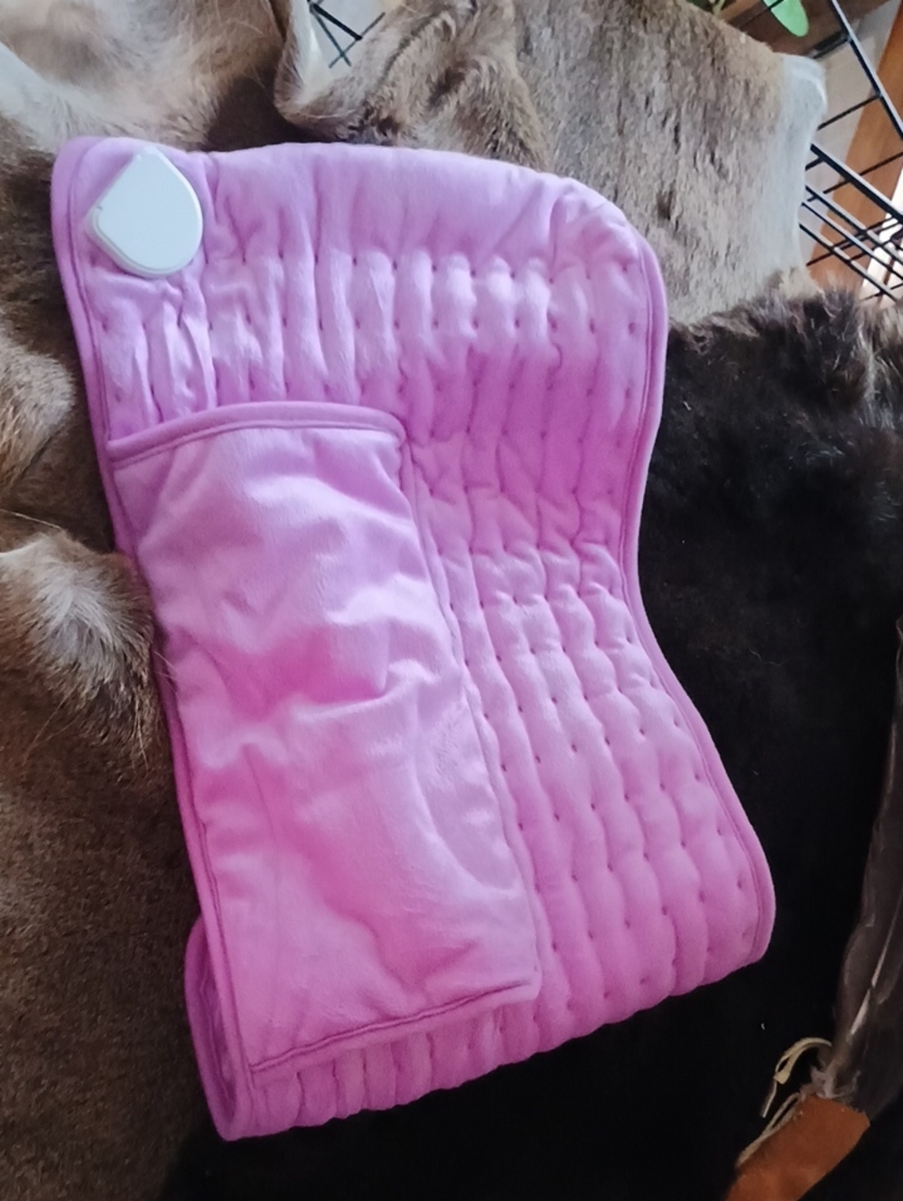 Soft Pink Quilted Electric Heating Pad with Pocket For Waist